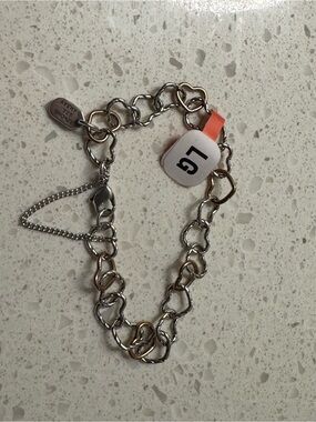Sterling James Avery TWISTED WIRE CONNECTED HEARTS Bracelet Large Silver Bronze